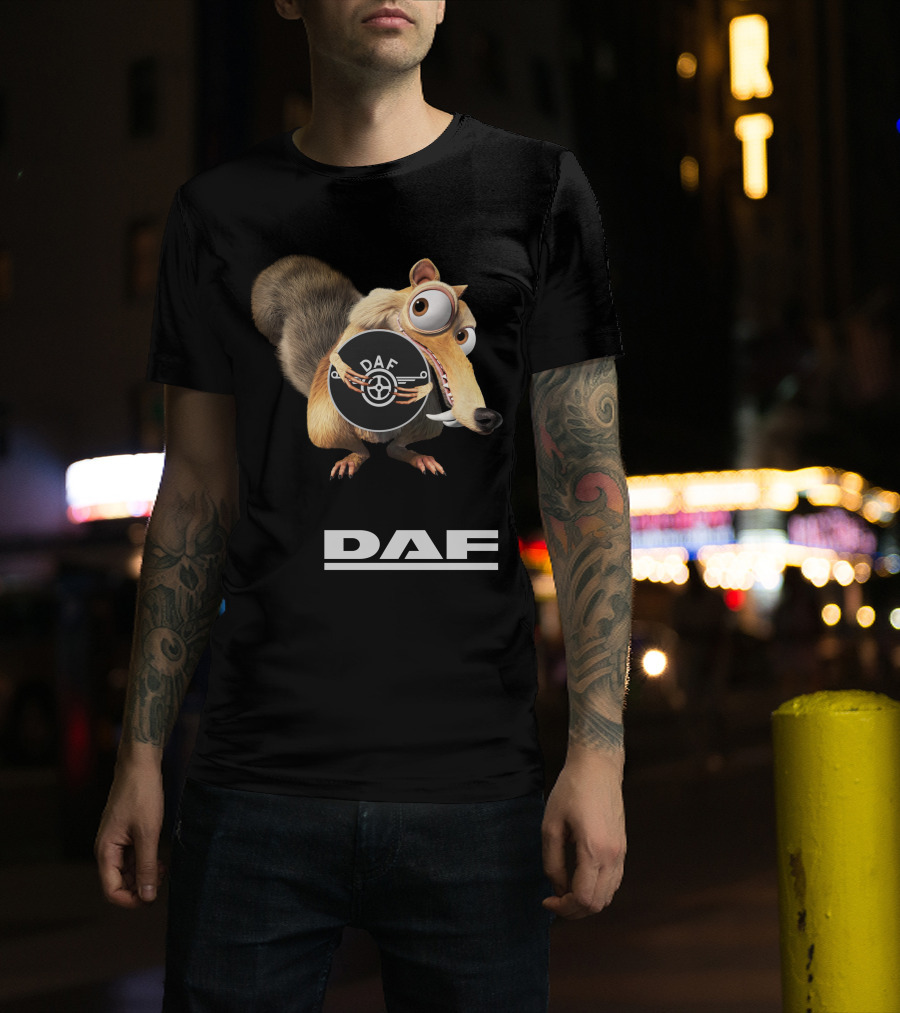 Daf Logo With Ice Age Scrat Character T-Shirt