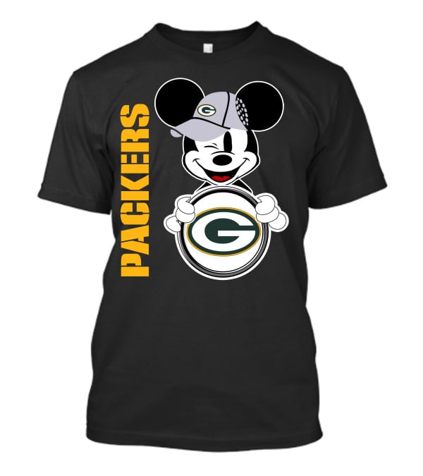 Packers G Logo With Winking Mickey Mouse Ears Hat T-Shirt