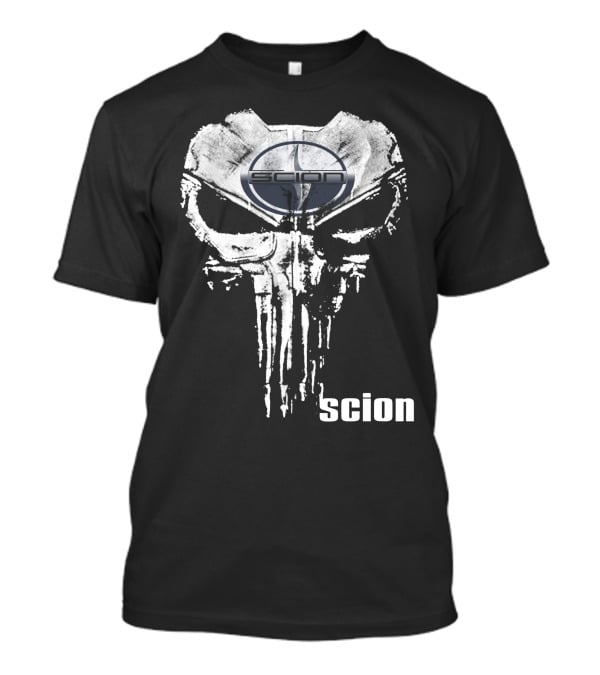 Scion Logo Overlaid On Punisher Skull T-Shirt