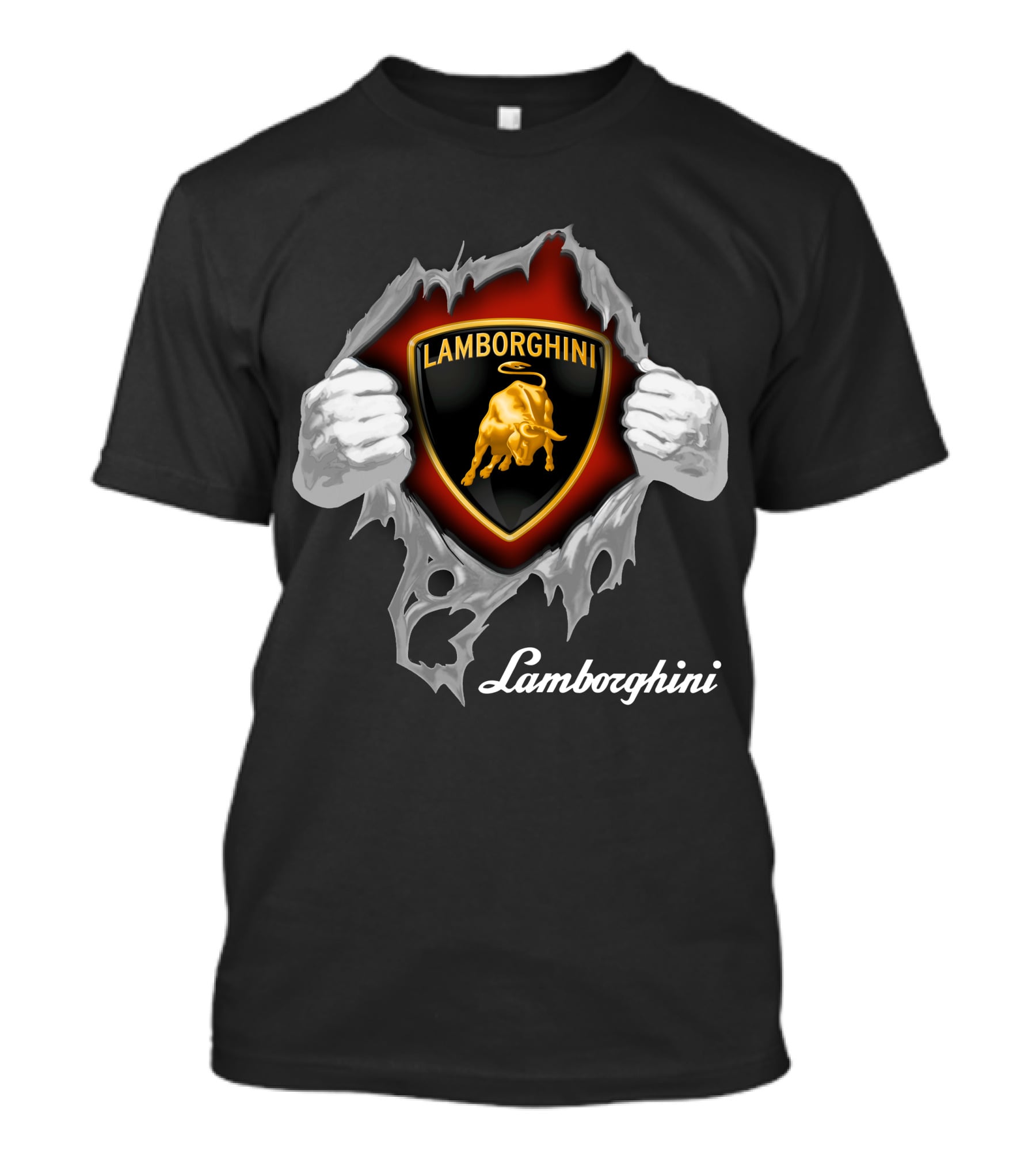 Lamborghini Bull Logo With Torn Effect And Hands T-Shirt