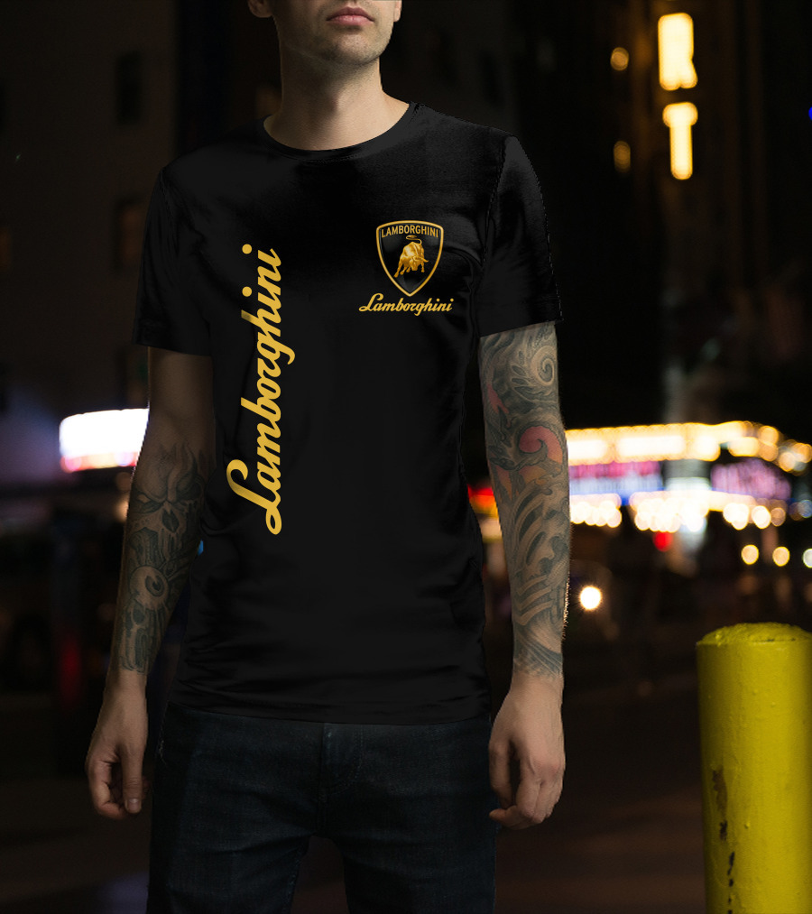 Lamborghini Bull Logo Black And Gold T-Shirt