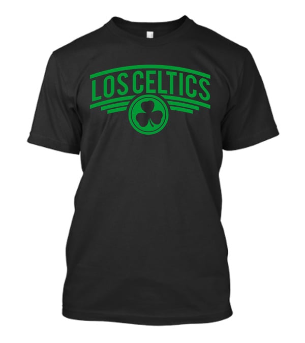 Los Celtics Shamrock Logo Green Text T-Shirt