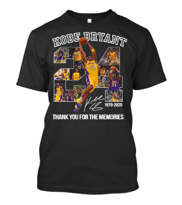 Kobe Bryant 24 Los Angeles Lakers Thank You For The Memories 1978-2020 T-Shirt