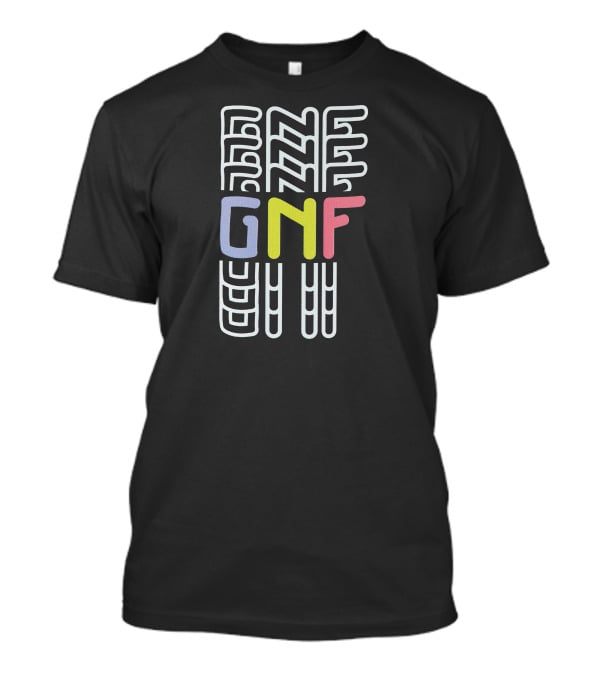 GNF Multicolor Block Letters With Abstract Vertical Lines T-Shirt