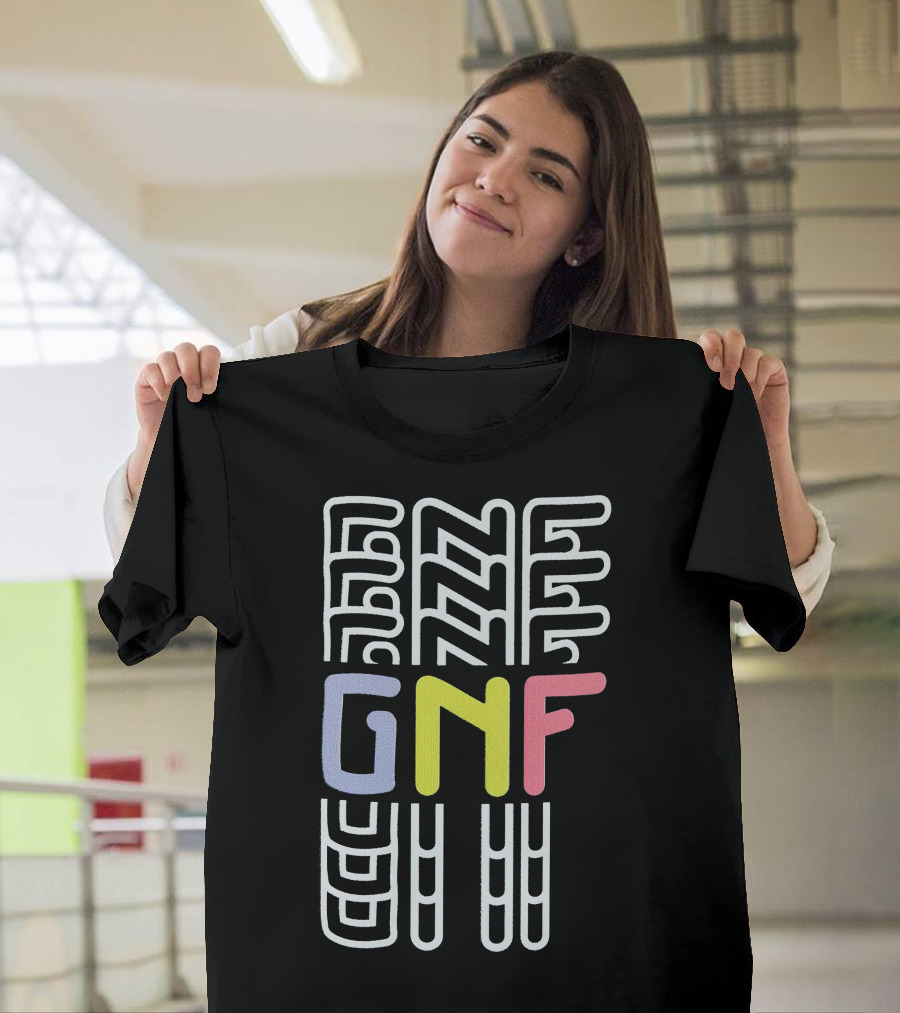 GNF Multicolor Block Letters With Abstract Vertical Lines T-Shirt