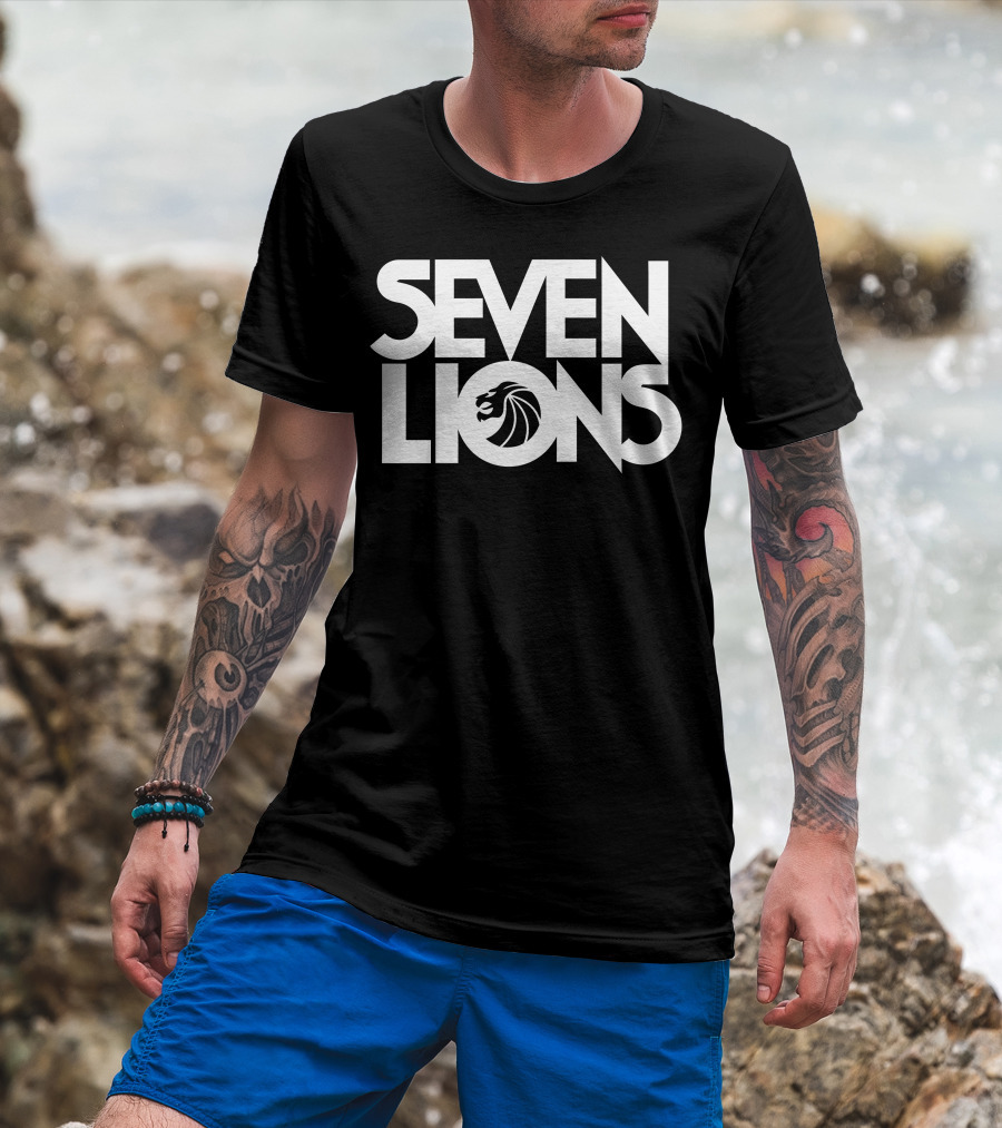 Seven Lions Logo With Stylized Lion Head T-Shirt