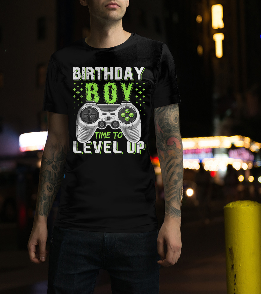 Birthday Boy Time To Level Up Video Game Controller Birthday T-Shirt