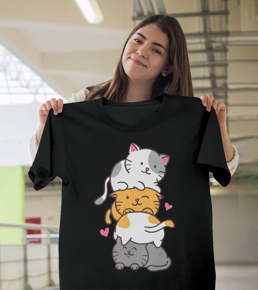 Cat Cats Cute Kitty Pile Kawaii Neko Anime T-Shirt