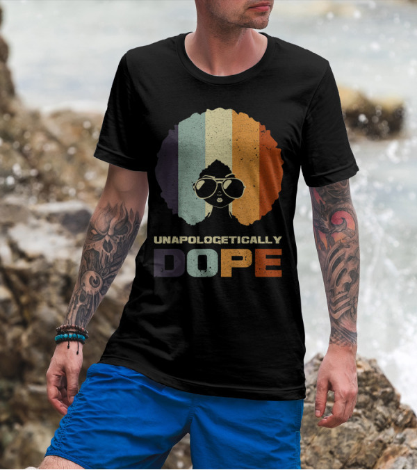 Unapologetically Dope Afro Rainbow Stripes Sunglasses T-Shirt