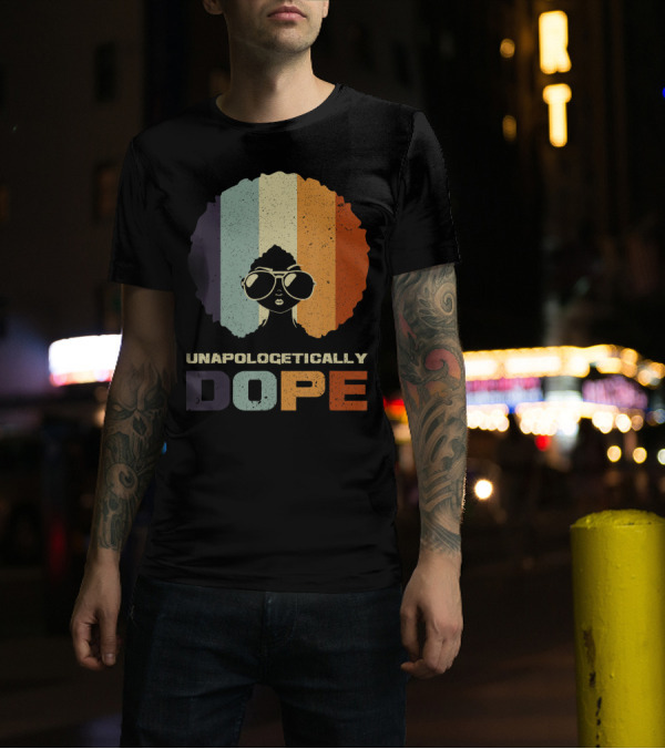 Unapologetically Dope Afro Rainbow Stripes Sunglasses T-Shirt