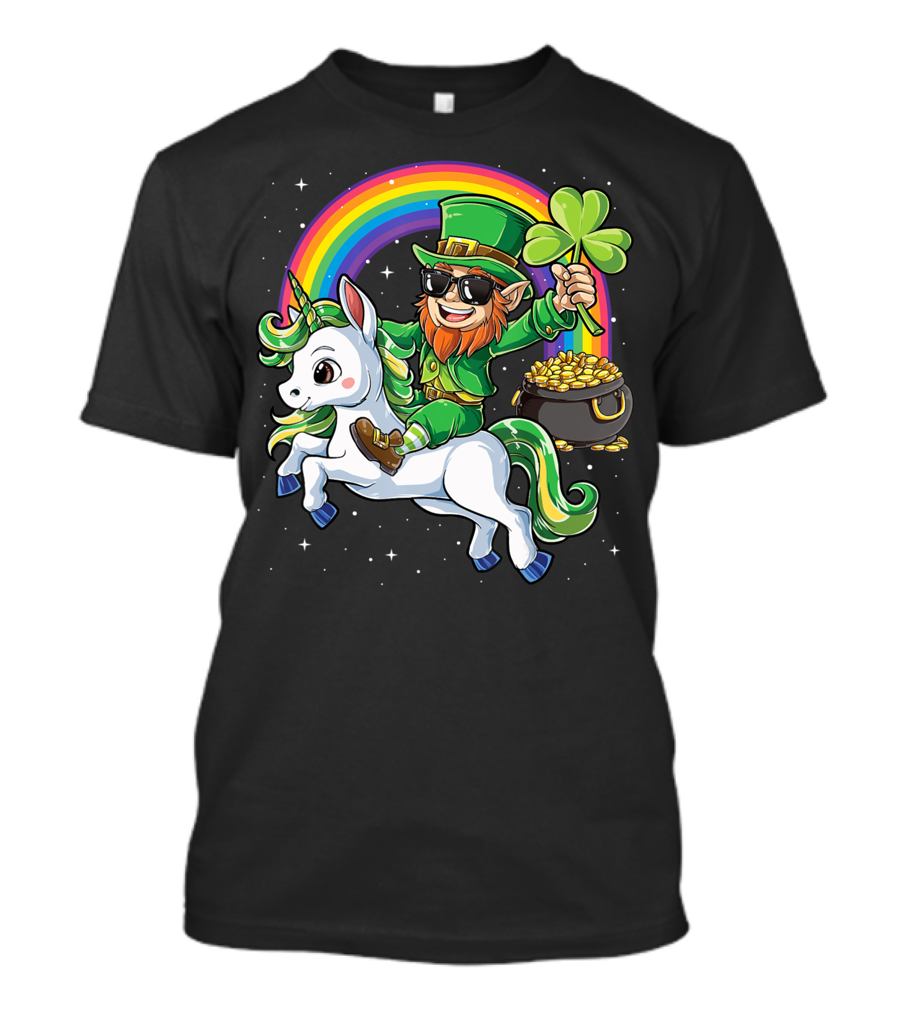 Unicorn Leprechaun St Patricks Day Girls Kids Women Rainbow Shamrock Gold T-Shirt