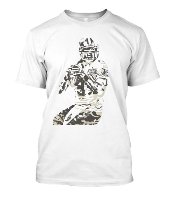 New Orleans Saints Quarterback Fleur-de-lis Football Player T-Shirt