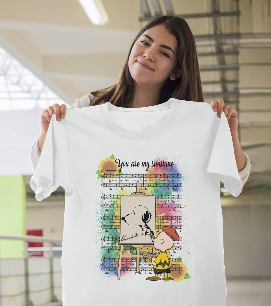 You Are My Sunshine Charlie Painting Snoopy Music Notes Sunflowers T-Shirt