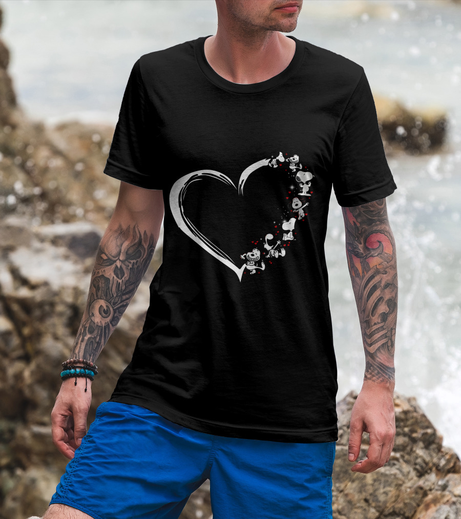 Heartsnop Peanuts Snoopy Heart Shape Love T-Shirt