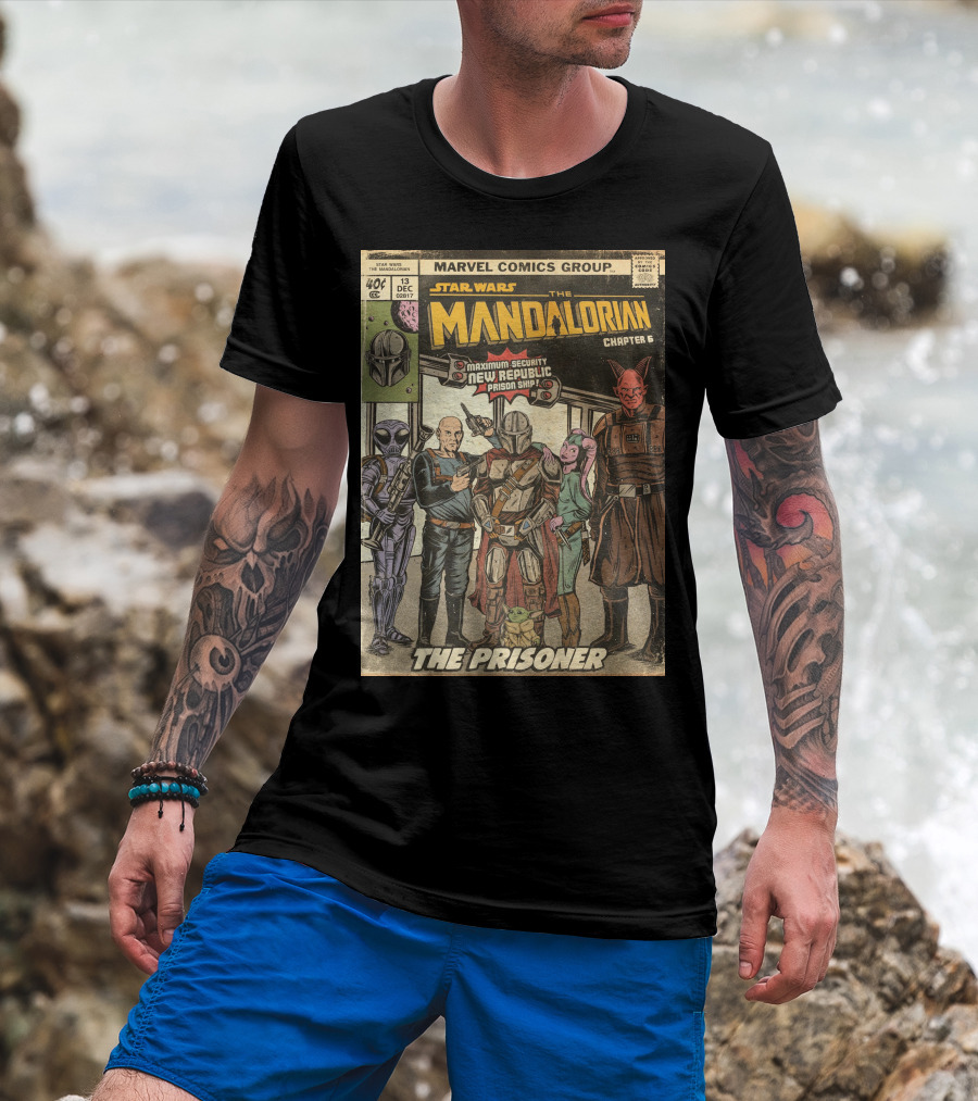 Star Wars The Mandalorian Chapter 6 Marvel Comics Group The Prisoner Maximum-Security New Republic Prison Ship T-Shirt