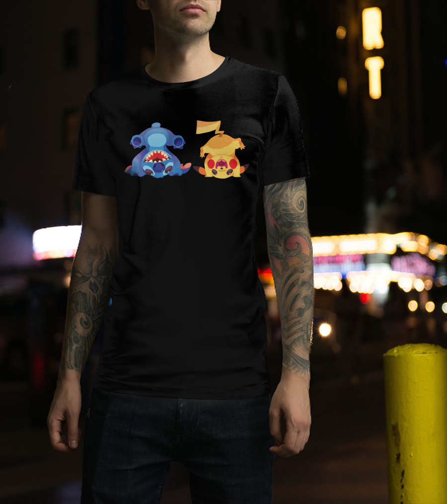 Only Today Upside Down Stitch And Pikachu T-Shirt