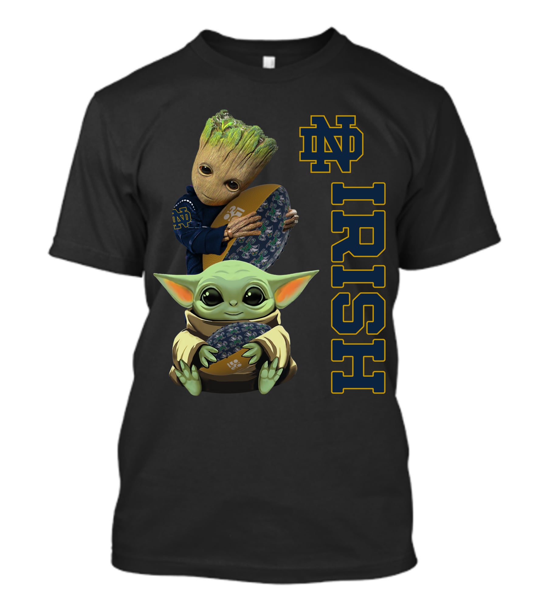 Groot Baby Yoda Notre Dame Fighting Irish Football T-Shirt