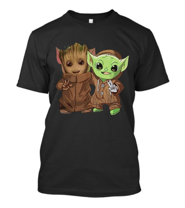 Only Today Baby Groot And Baby Yoda Peace Pals T-Shirt