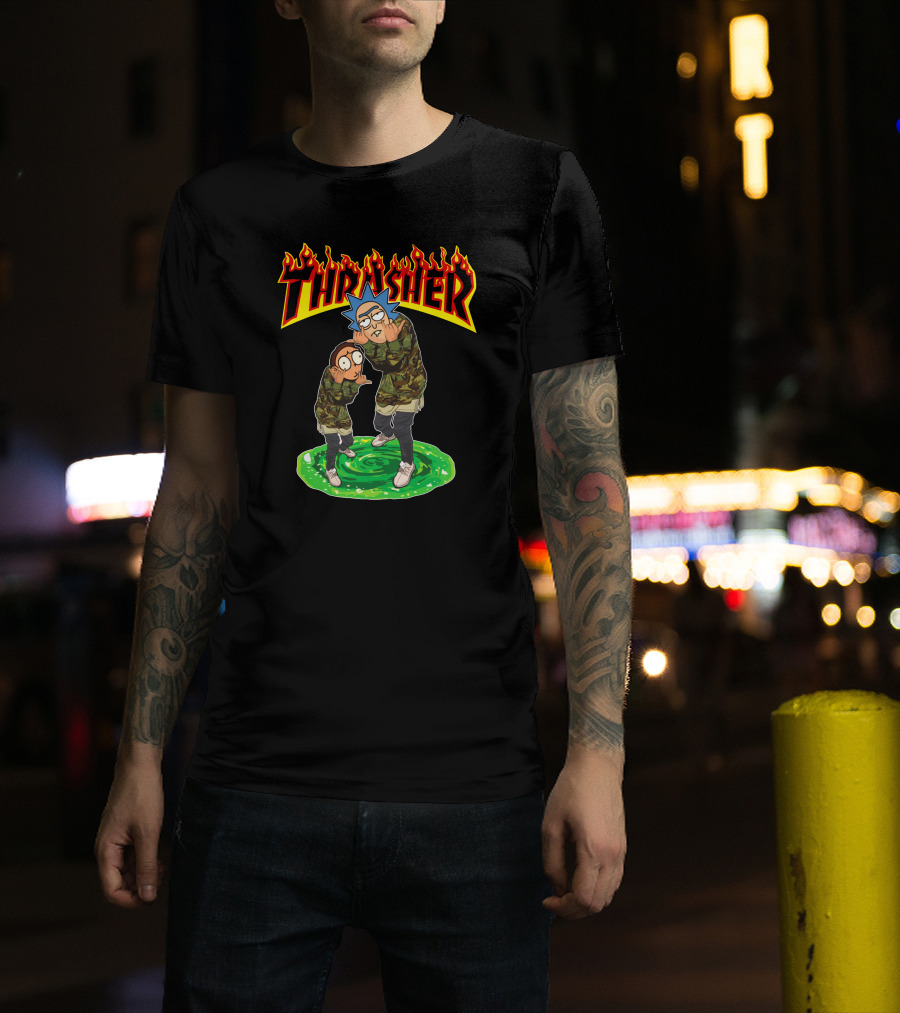 Thrasher 40 Rick And Morty Camo Portal T-Shirt