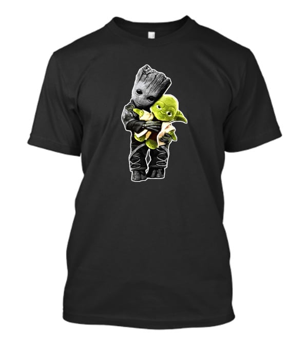 Baby Groot Hugging Baby Yoda Collaboration T-Shirt