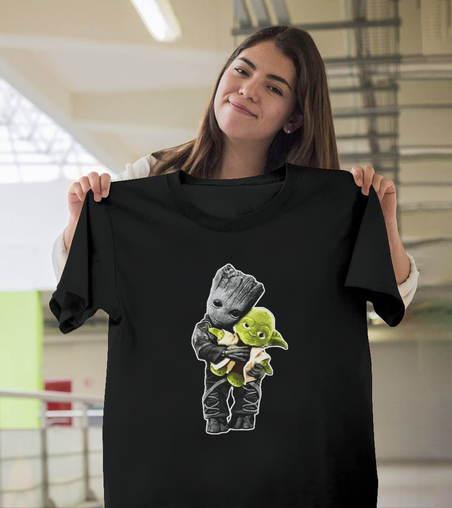 Baby Groot Hugging Baby Yoda T-Shirt