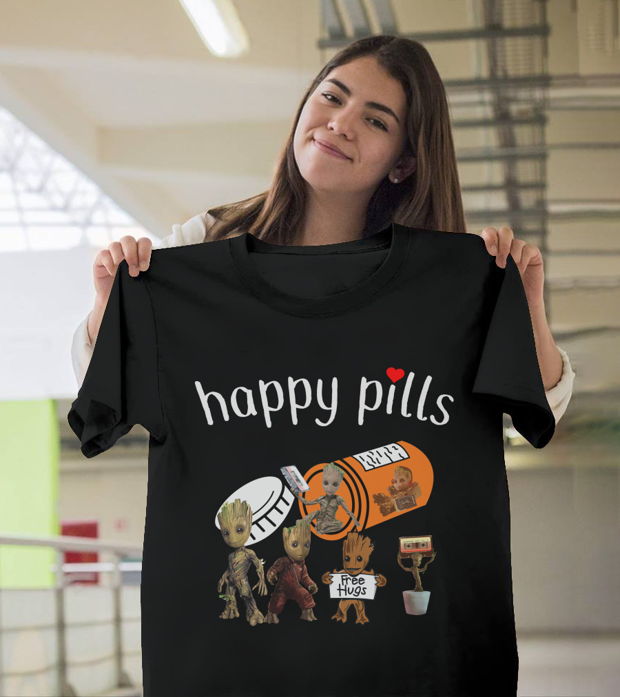Happy Pills Groot Free Hugs Cassette Planter T-Shirt
