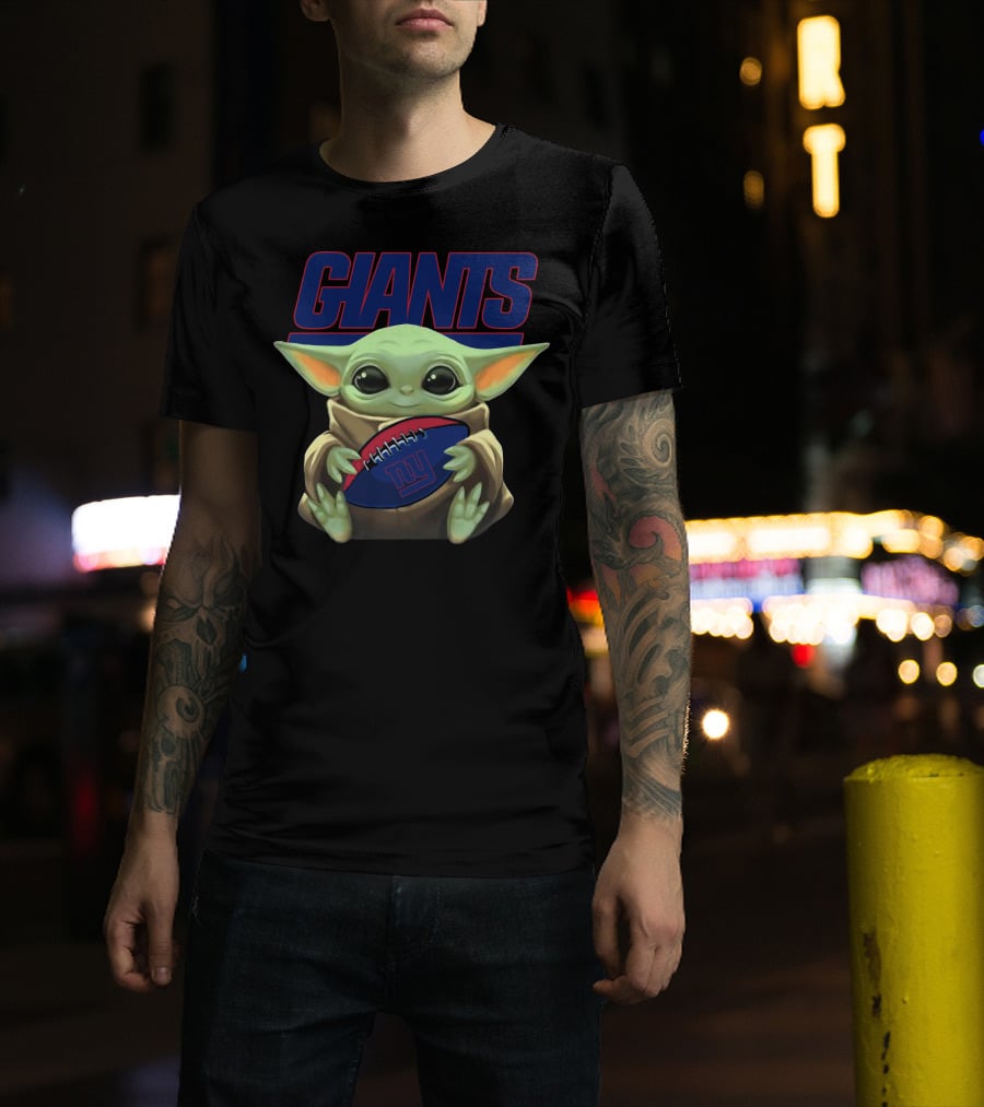 Giants Baby Yoda Football T-Shirt