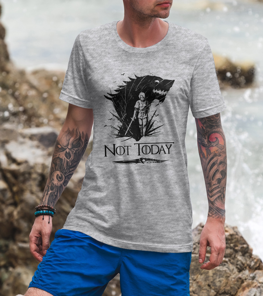 Not Today Wolf Sword Warrior Art ZN4 T-Shirt