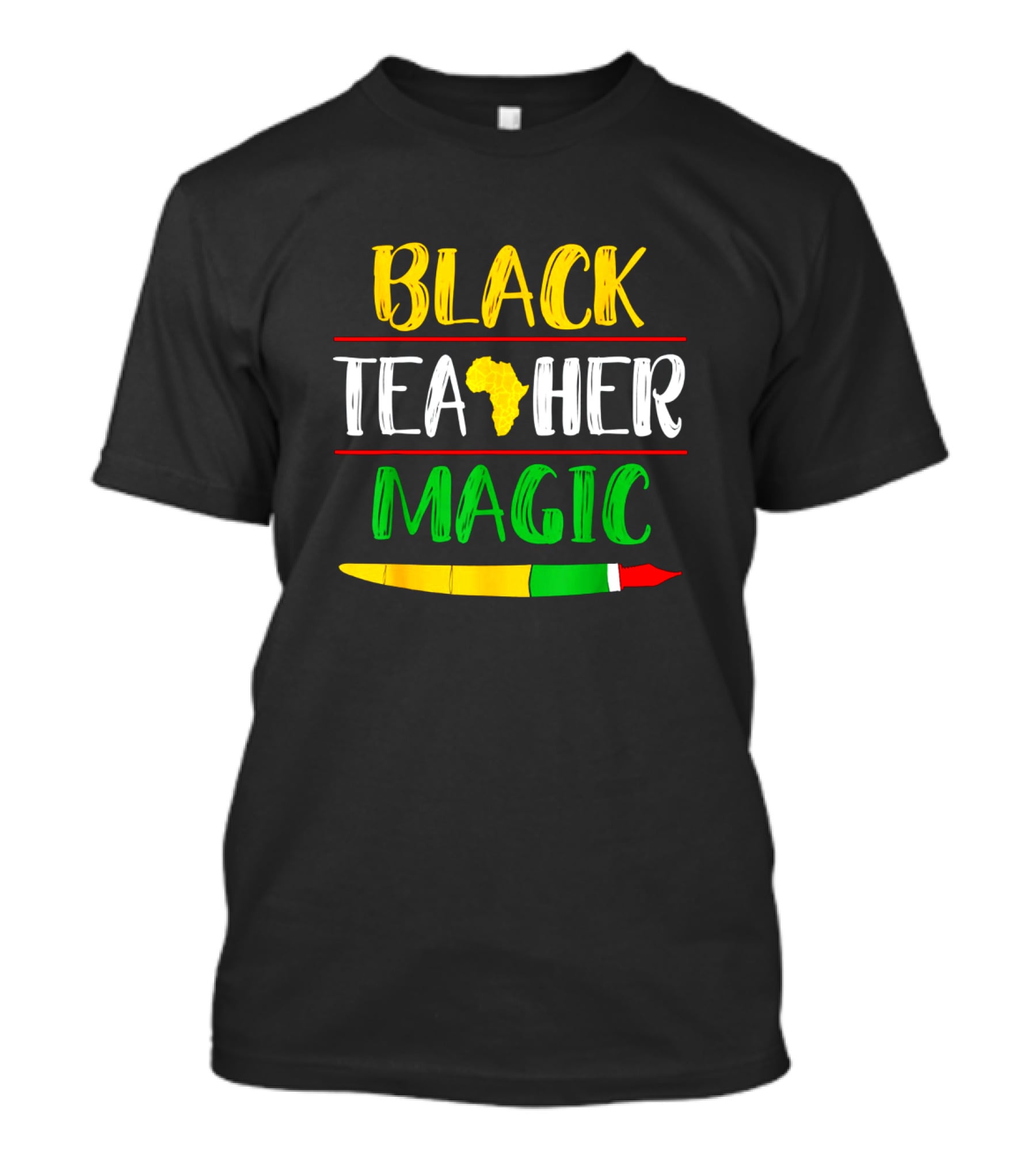 Black Teacher Magic Africa Heart Black History Month T-Shirt