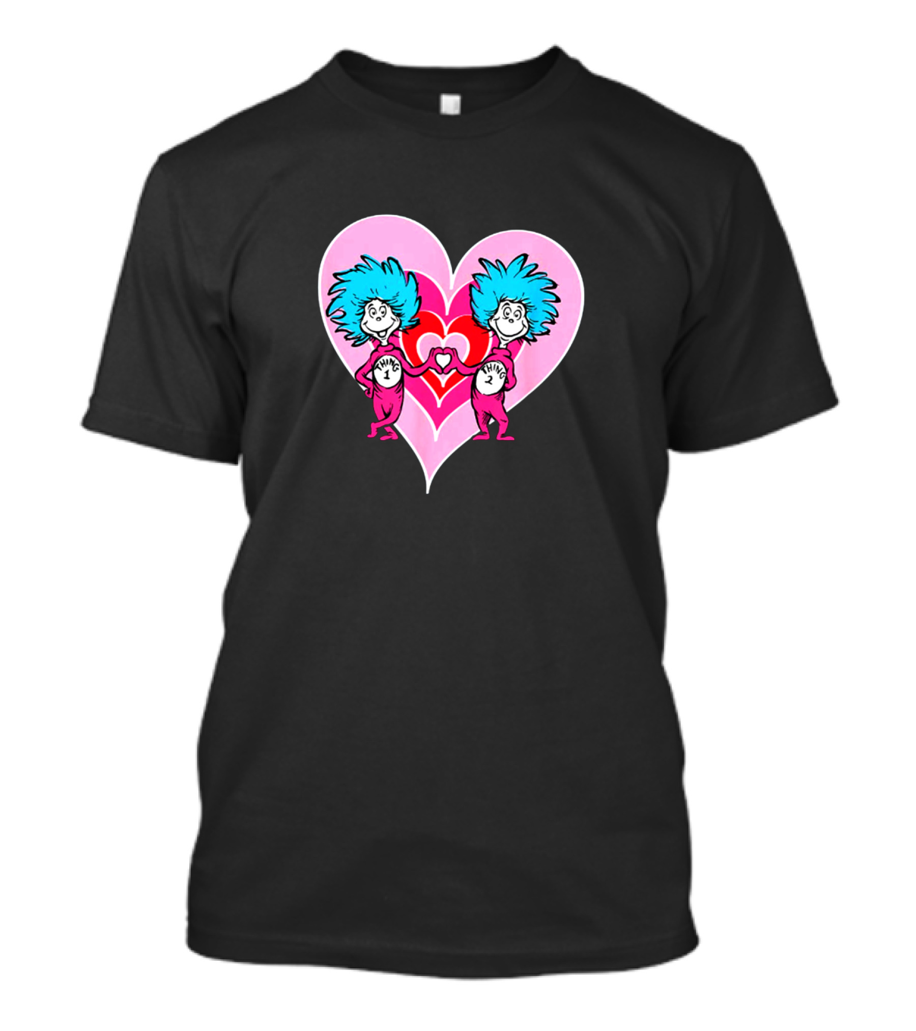 Dr Seuss Thing 1 Thing 2 Heart Love Valentine's Day T-Shirt