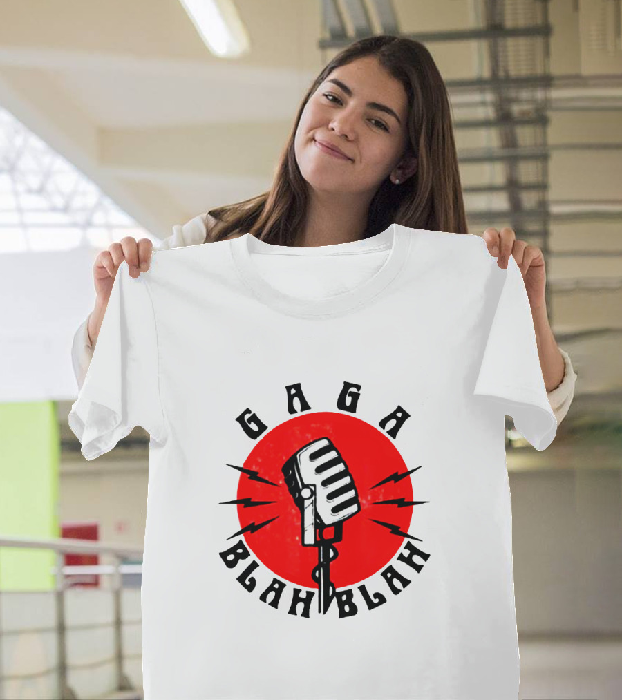 Gaga Blah Blah Vintage Microphone Red Circle Lightning T-Shirt