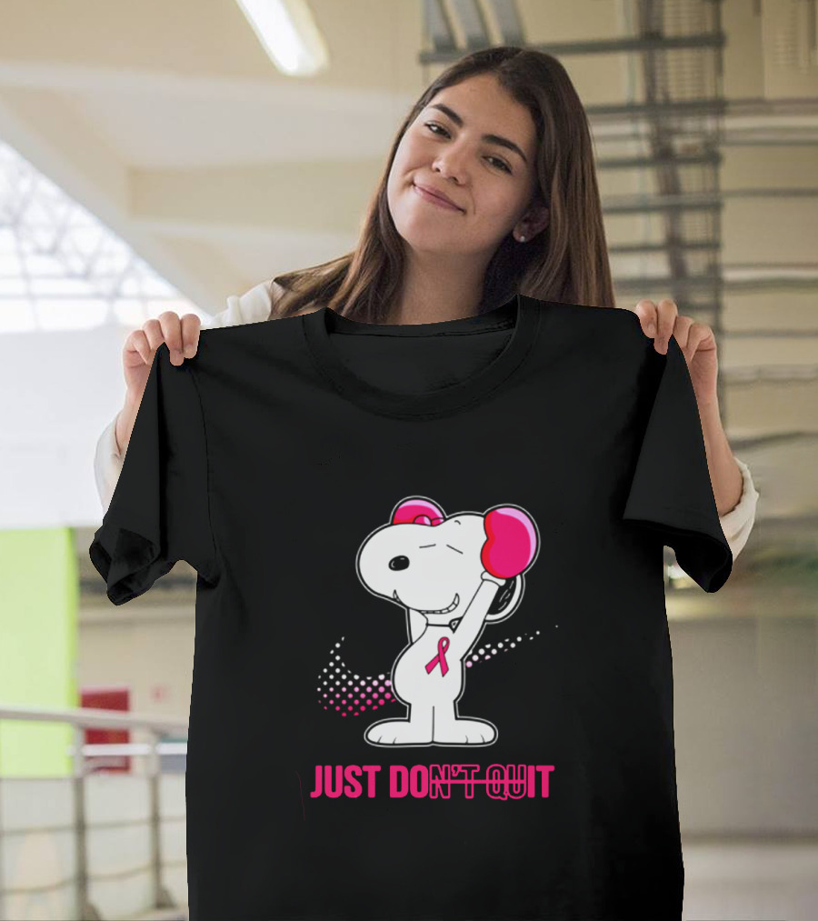Just Don’t Quit Snoopy Pink Ribbon Boxing Breast Awareness T-Shirt