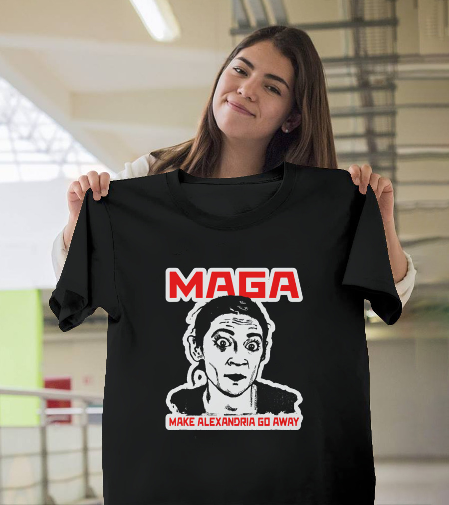 MAGA Make Alexandria Go Away Bold Red Text and Black-White T-Shirt