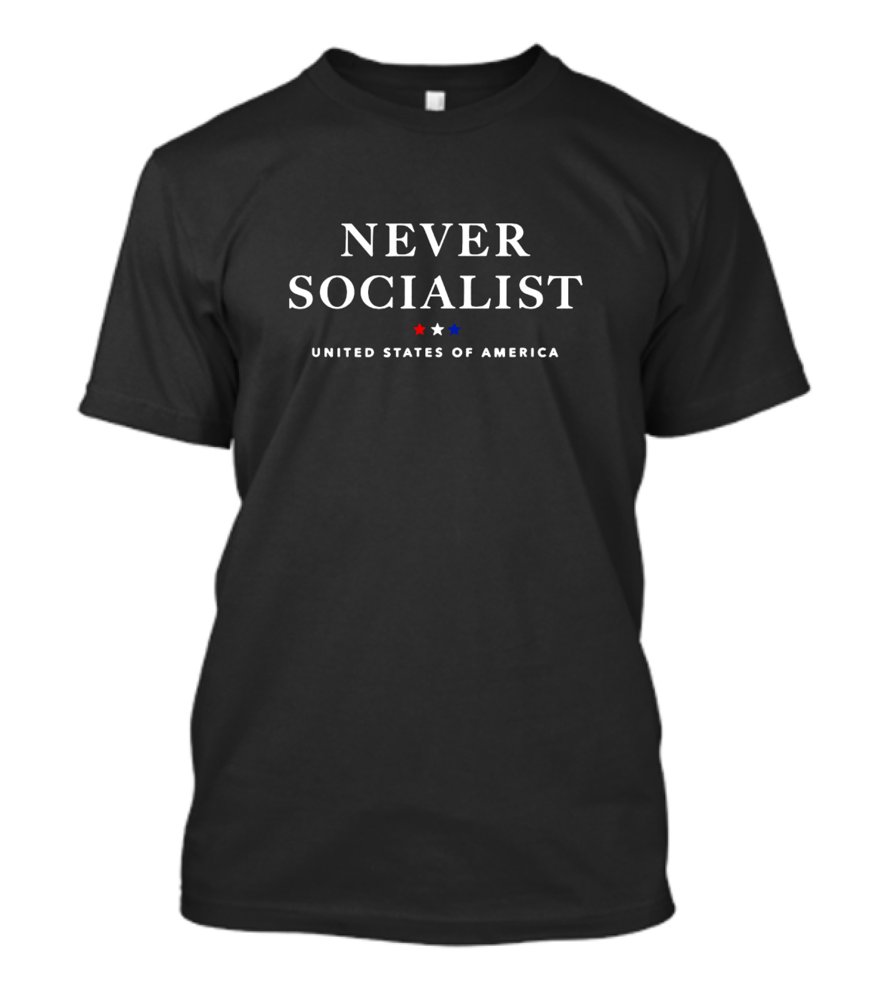 Never Socialist United States Of America Red White Blue Stars T-Shirt