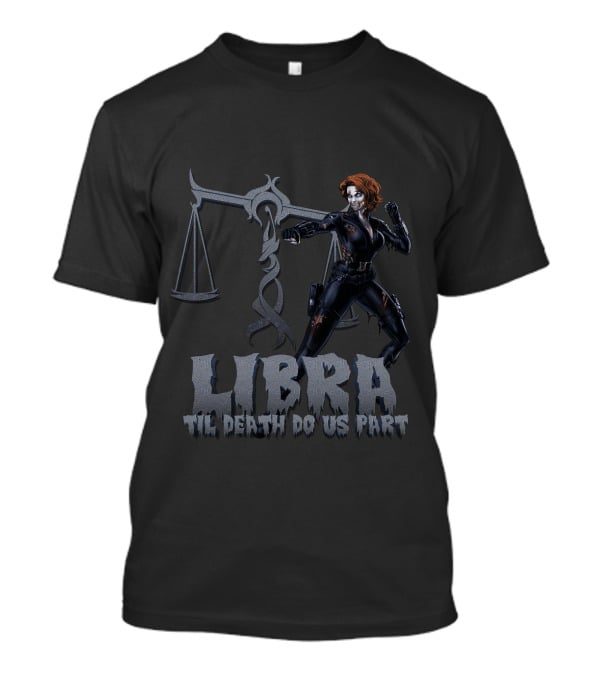 Black Widow Libra Til Death Do Us Part Marvel Fans Scales T-Shirt