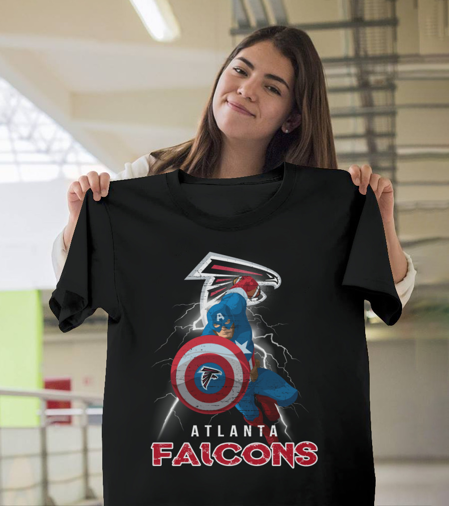 Atlanta Falcons Captain America Nfl Shield Lightning T-Shirt