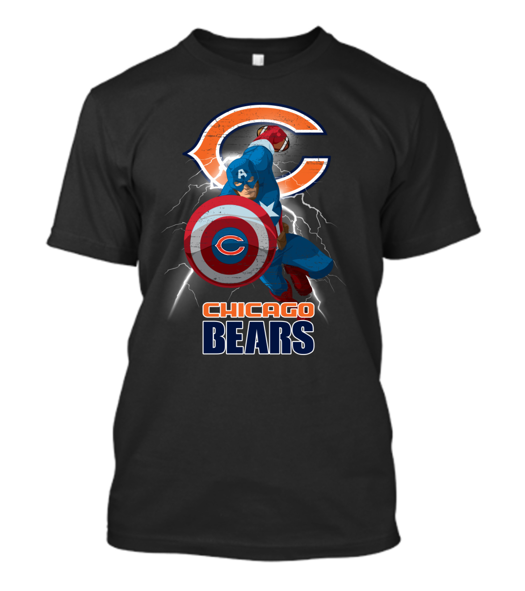 Captain America Chicago Bears Nfl Superhero Fan T-Shirt