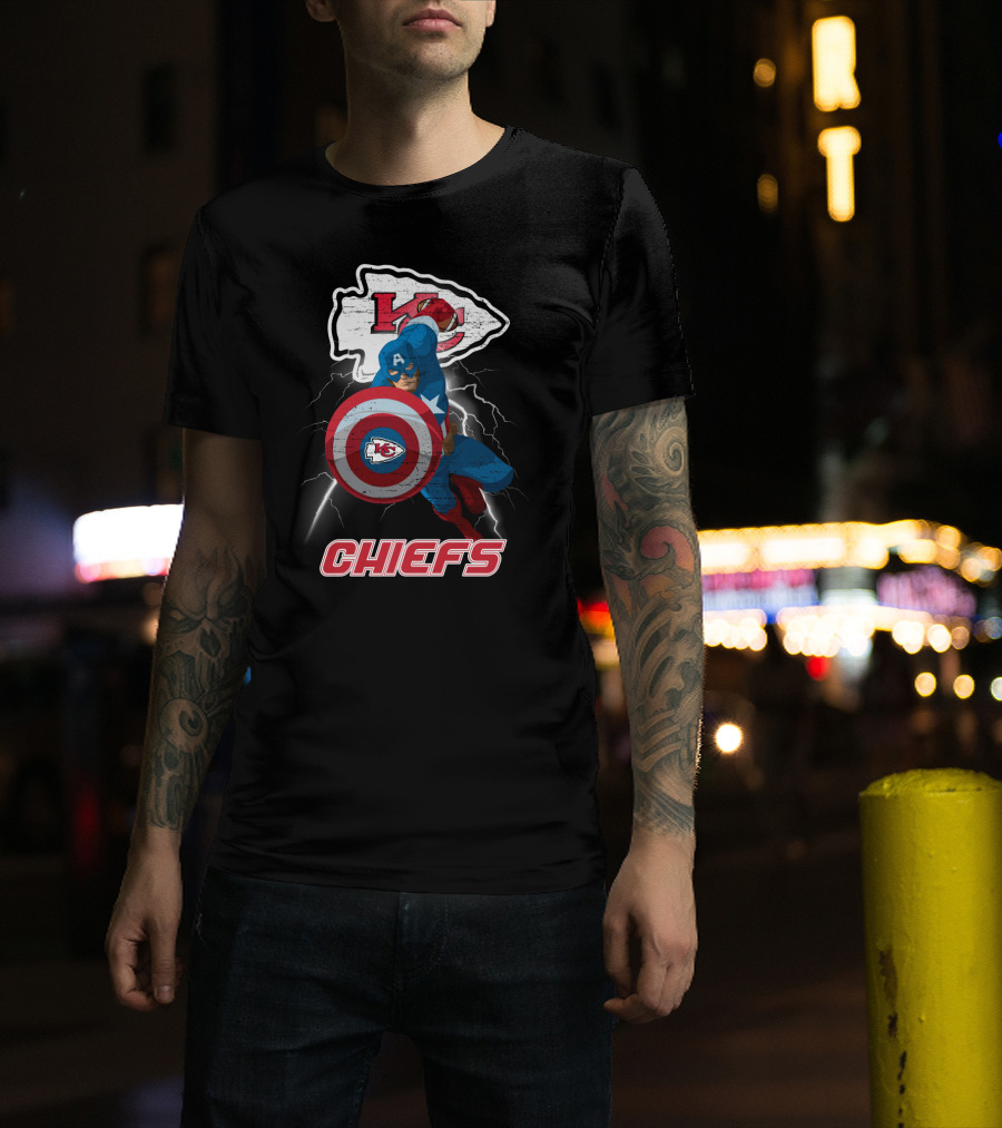 Kansas City Chiefs Captain America Nfl Crossover T-Shirt