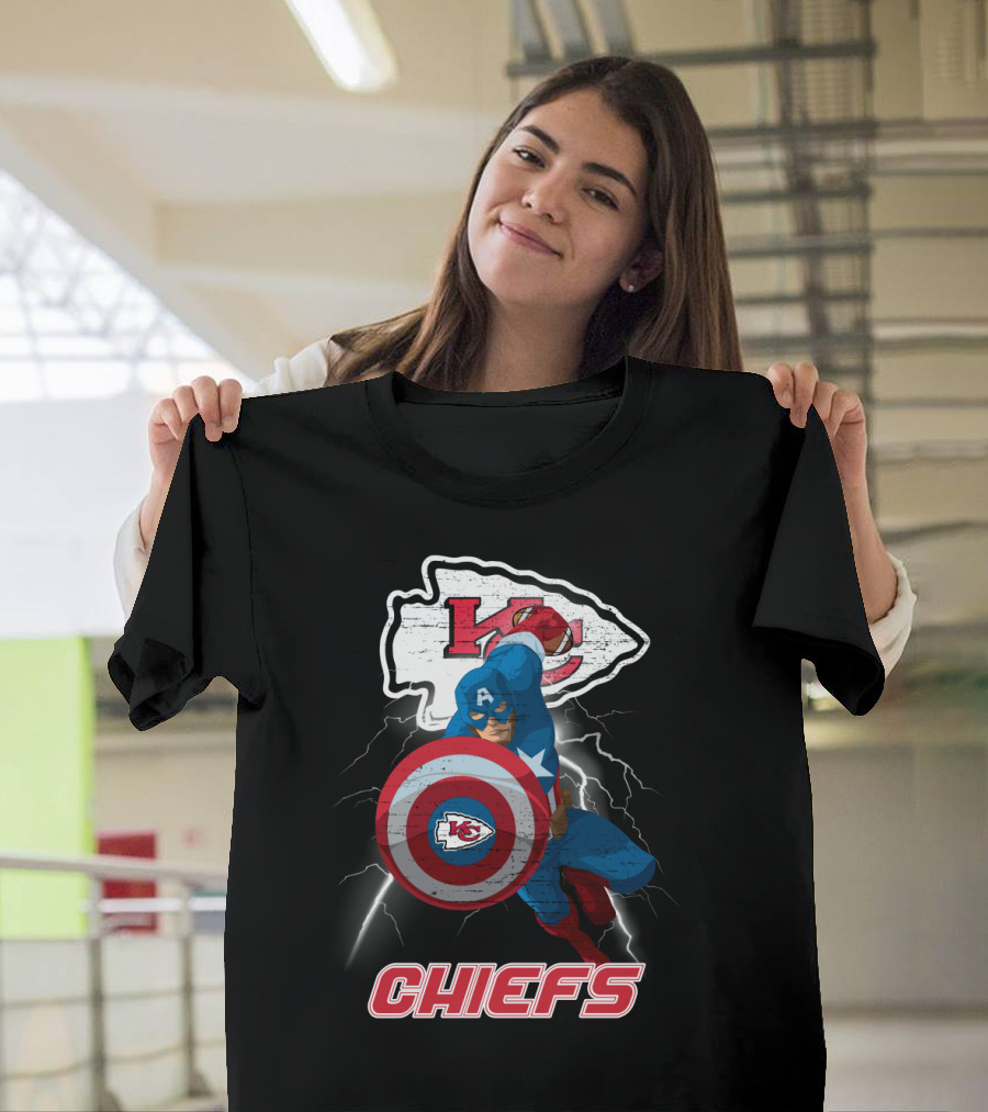 Kansas City Chiefs Captain America Nfl Crossover T-Shirt