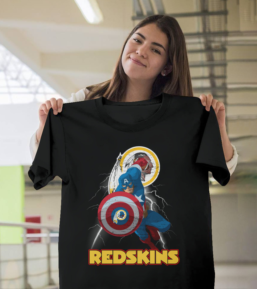 Captain America Redskins Nfl Lightning T-Shirt