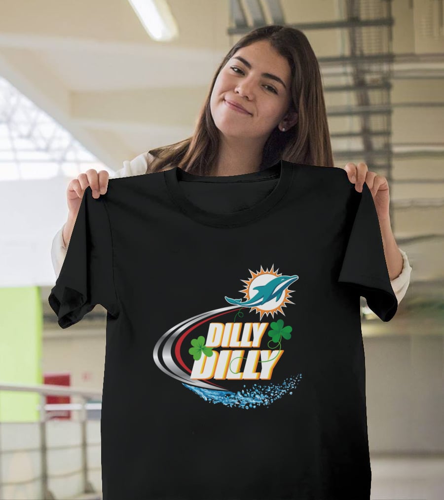 Dilly Dilly Miami Dolphins Logo With Clover And Splash T-Shirt