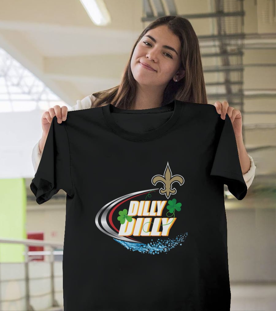 Dilly Dilly New Orleans Saints Fleur-De-Lis And Shamrocks T-Shirt