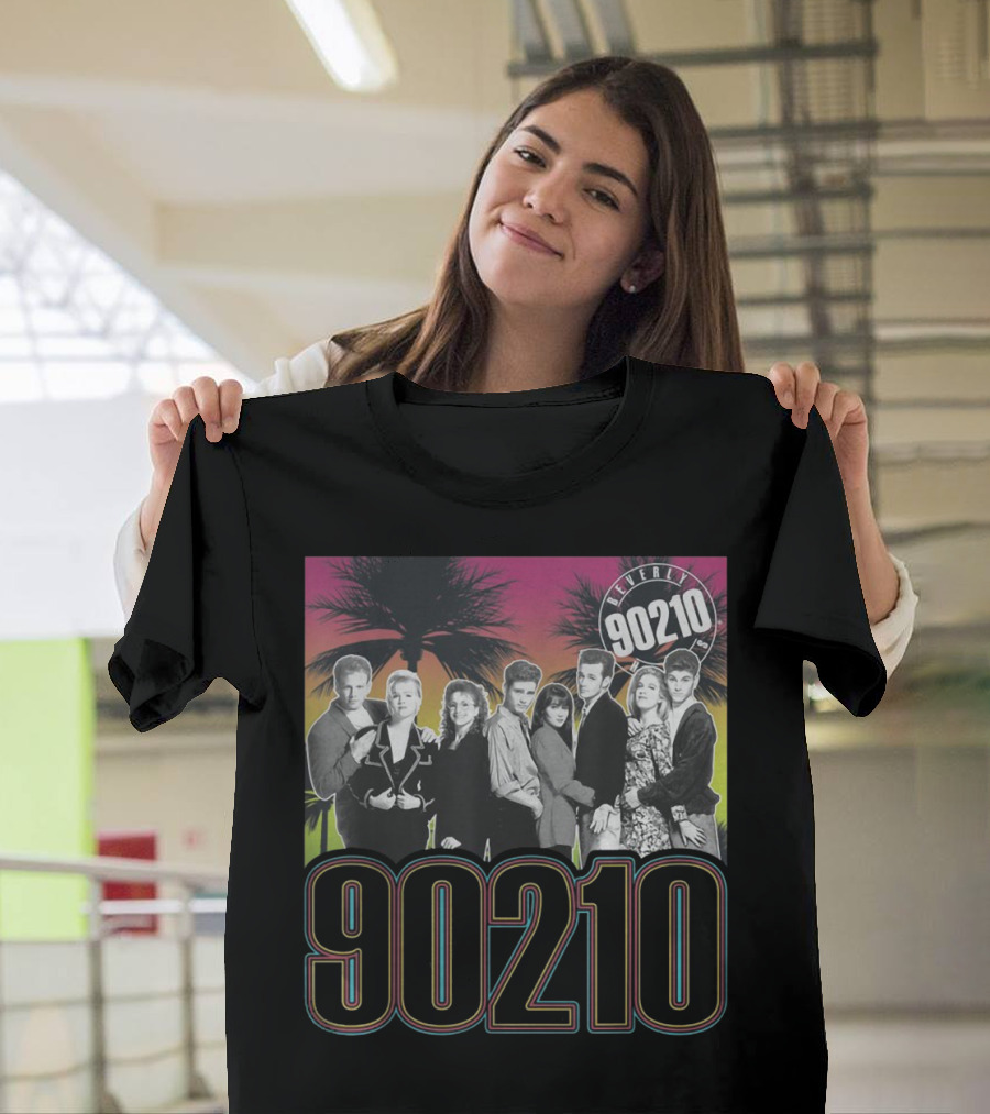 Beverly Hills 90210 Cast with Palm Trees Retro Style 90s Vibe T-Shirt