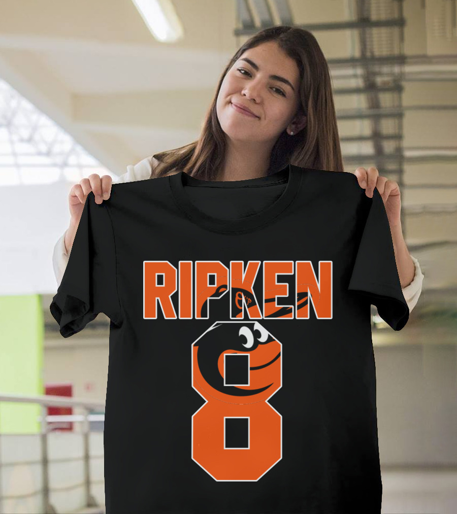 Ripken 8 Baltimore Orioles Cal Ripken Jr Majestic Baseball Number T-Shirt