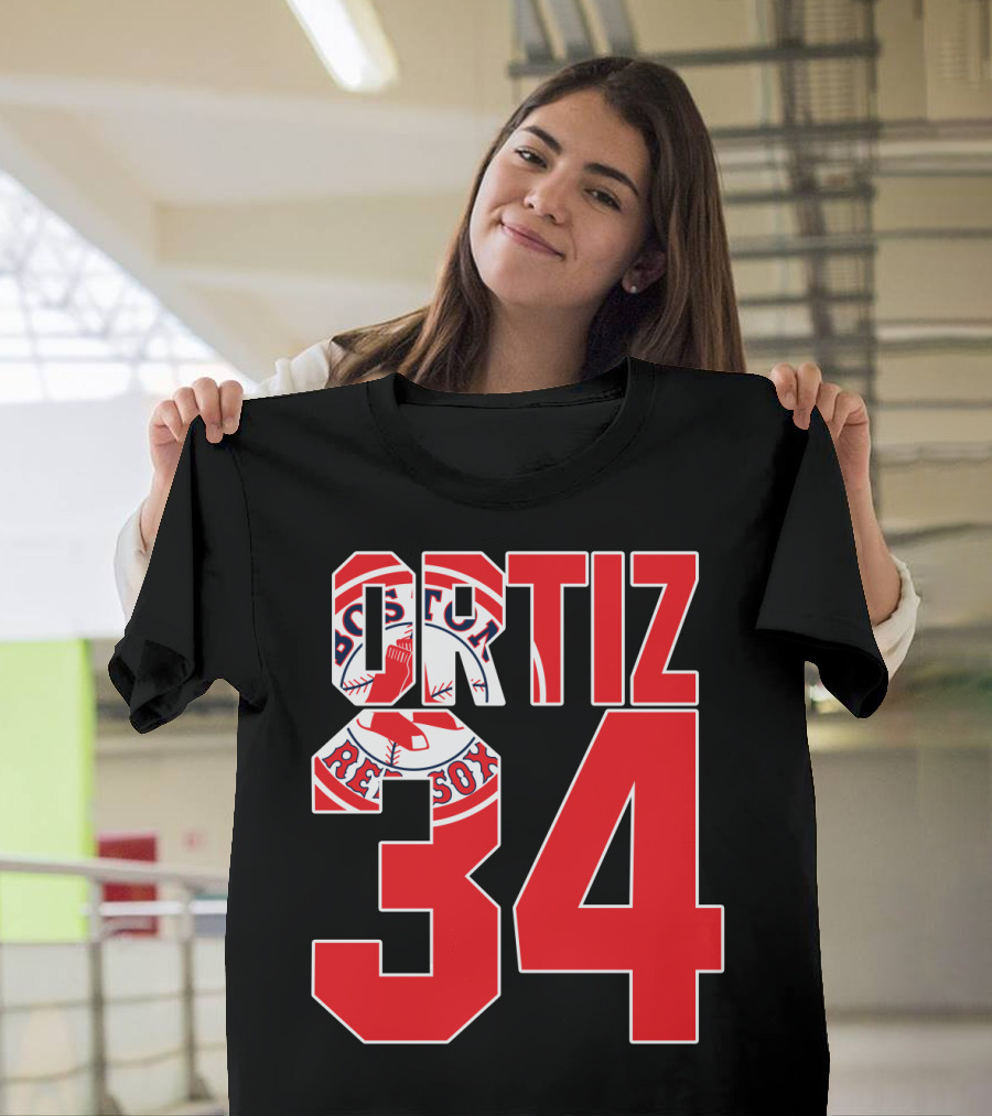 Ortiz 34 Boston Red Sox Logo Iconic T-Shirt