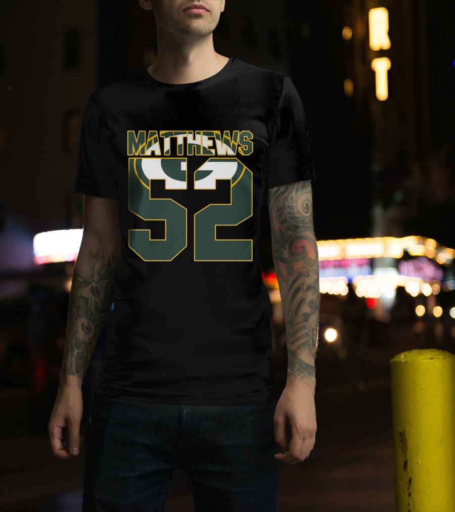 Green Bay Packers Matthews 52 Logo Jersey T-Shirt