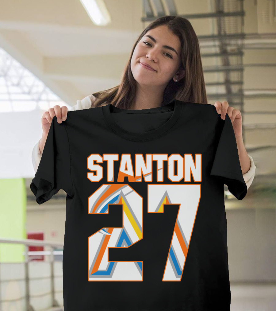 Stanton 27 Miami Marlins Geometric Pattern Jersey T-Shirt