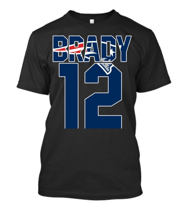 Brady 12 New England Patriots Logo Tom Brady T-Shirt