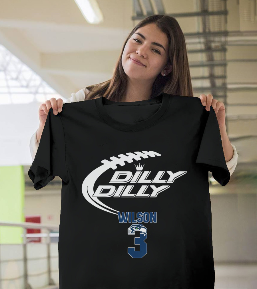 Seattle Seahawks Wilson Dilly Dilly Football Crown T-Shirt
