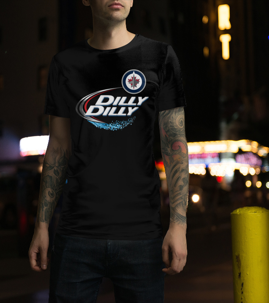 Winnipeg Jets Dilly Dilly Hockey Fan Slogan With Team Logo And Ice Splash T-Shirt
